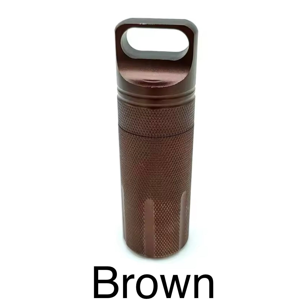 Portable aluminum alloy sealed jar outdoor metal waterproof compartment portable cylindrical keychain pendant