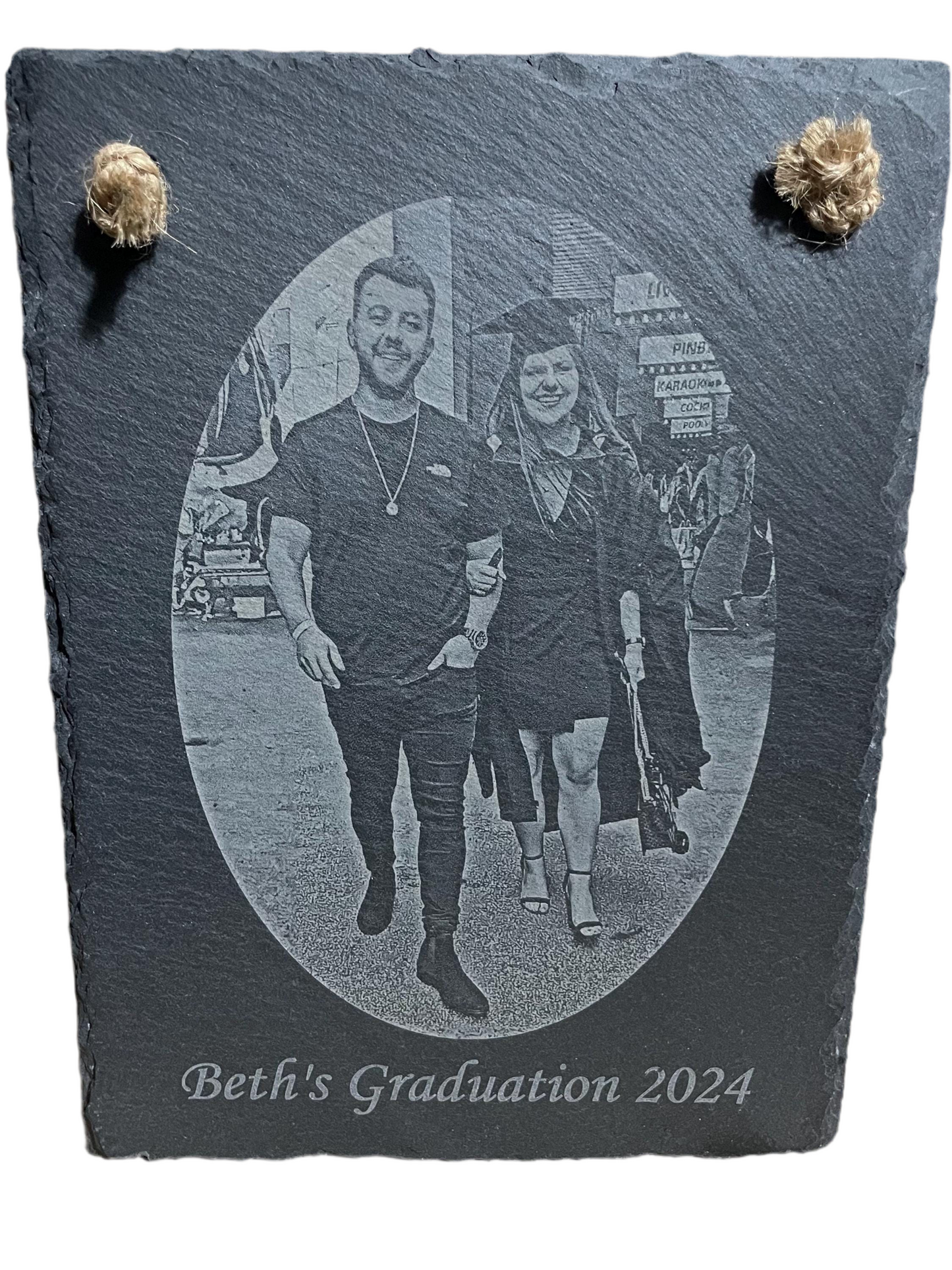 Hanging slates - fully personalised with your photo & Text.