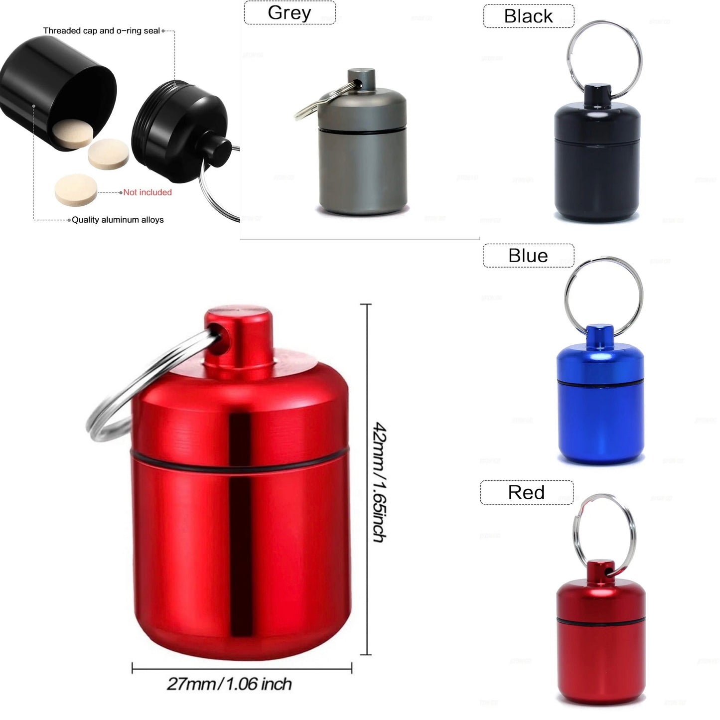Stash keyring- Barrel Shaped - Pill container- money stash
