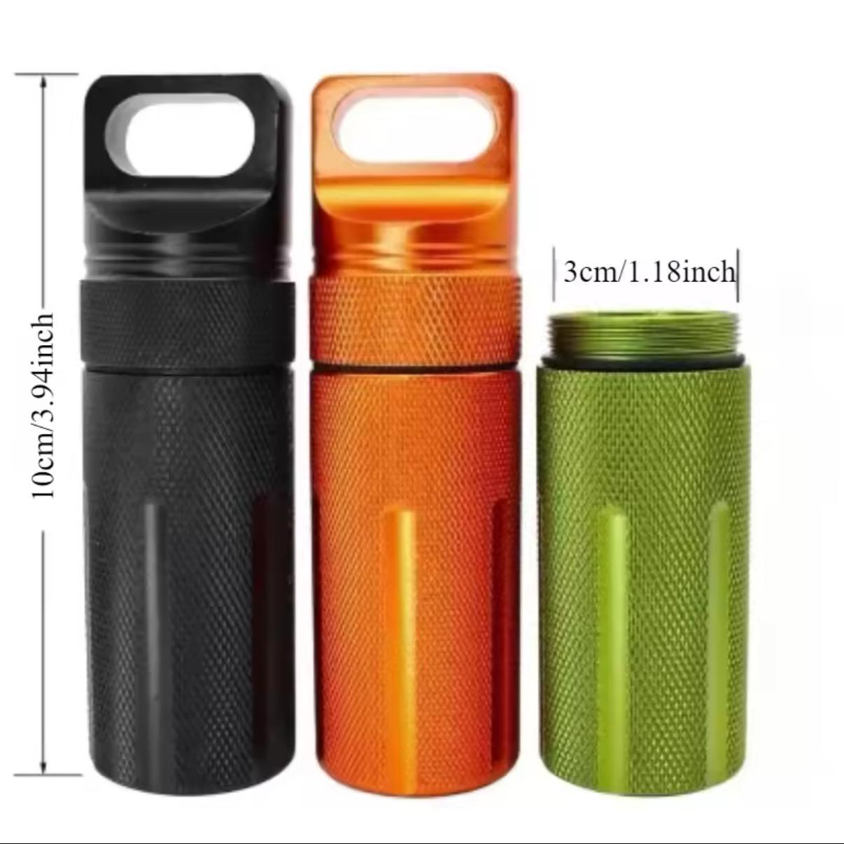 Portable aluminum alloy sealed jar outdoor metal waterproof compartment portable cylindrical keychain pendant
