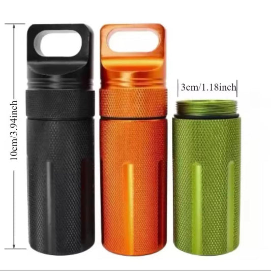Portable aluminum alloy sealed jar outdoor metal waterproof compartment portable cylindrical keychain pendant