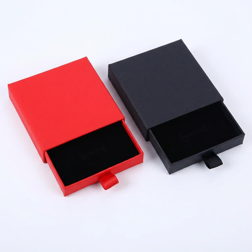 Red and black drawer-style gift boxes based on your reference photo