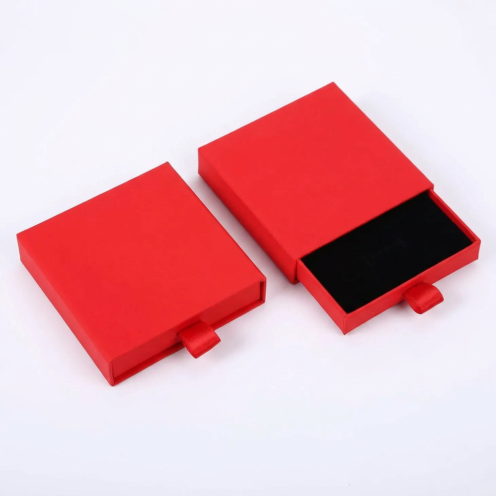 Red gift box shown open and closed